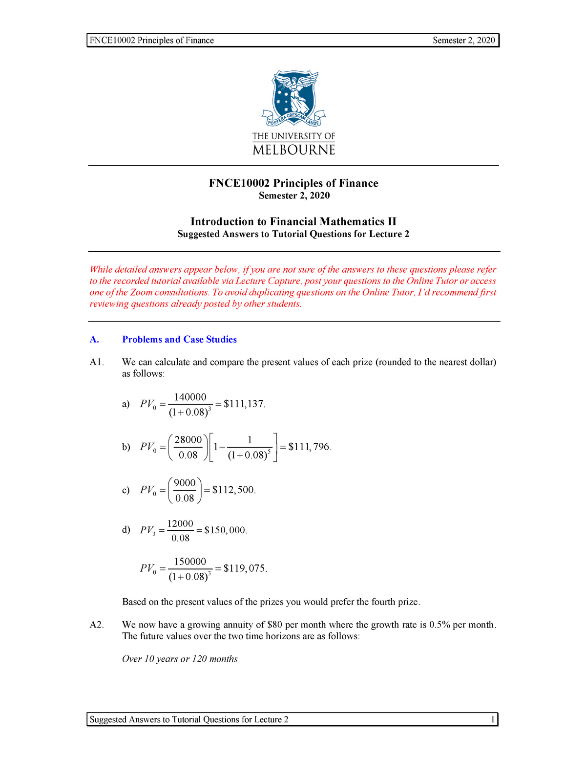 Tutorial Solutions Week 2 FNCE10002 Principles Of Finance Semester   Thumb 1200 1553 