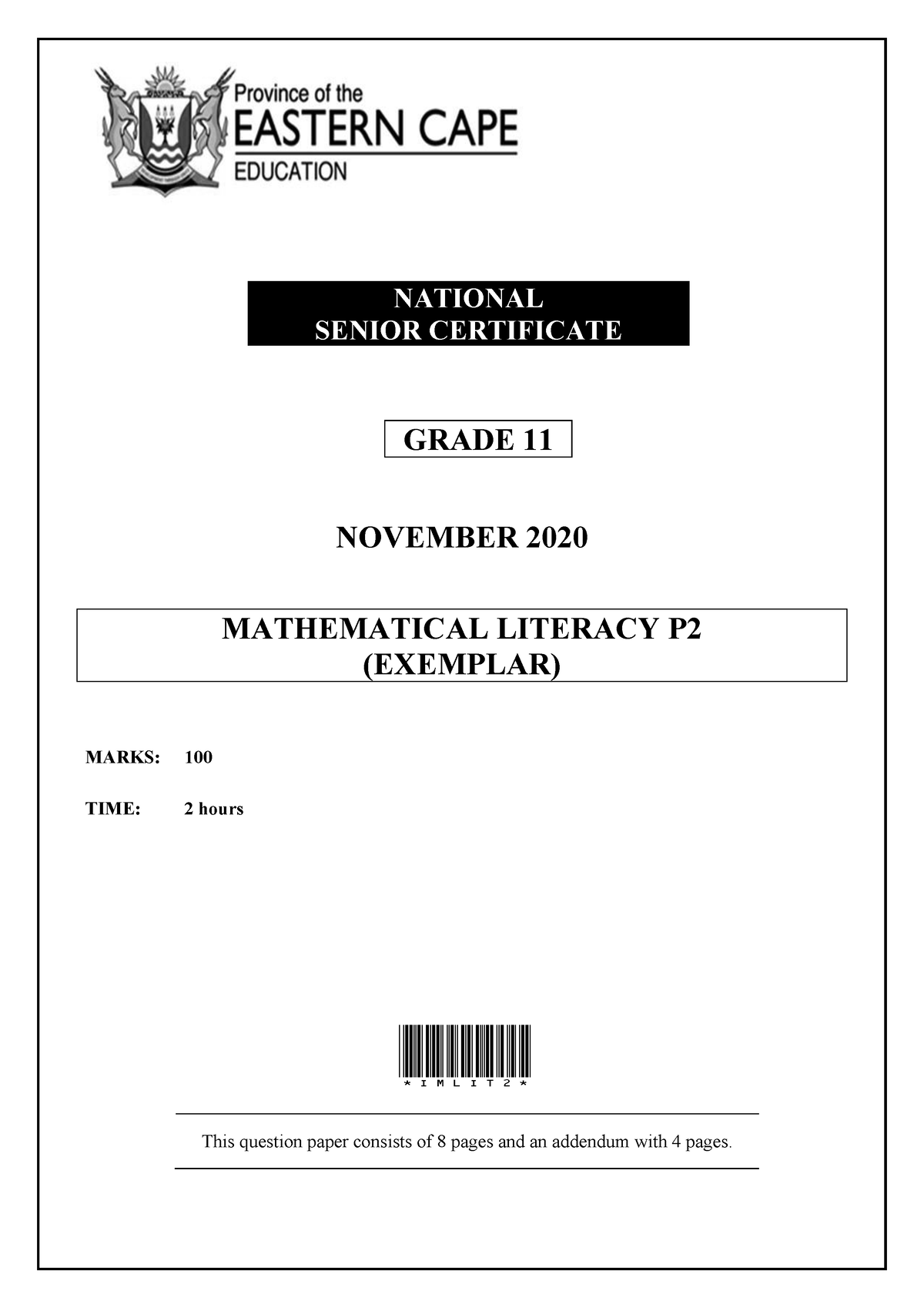 Maths Lit Gr11 P2 - CAT - NATIONAL SENIOR CERTIFICATE GRADE 11 NOVEMBER ...