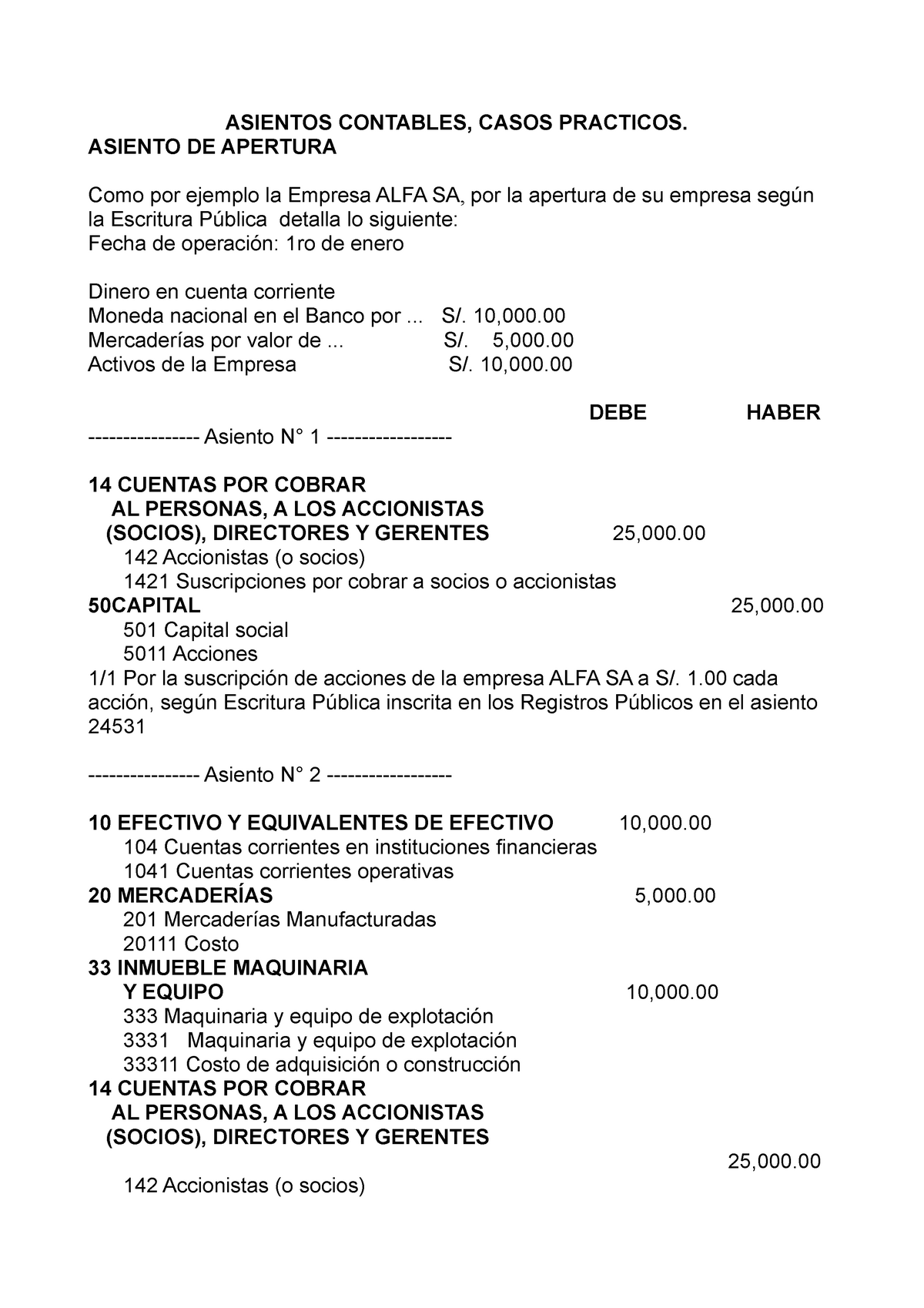 Auditoria Financiera 2 Asientos Contables Casos Practicos Asiento