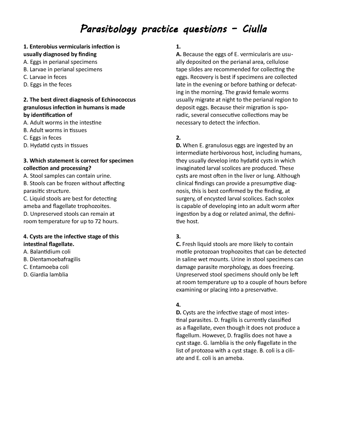 parasitology case study questions pdf