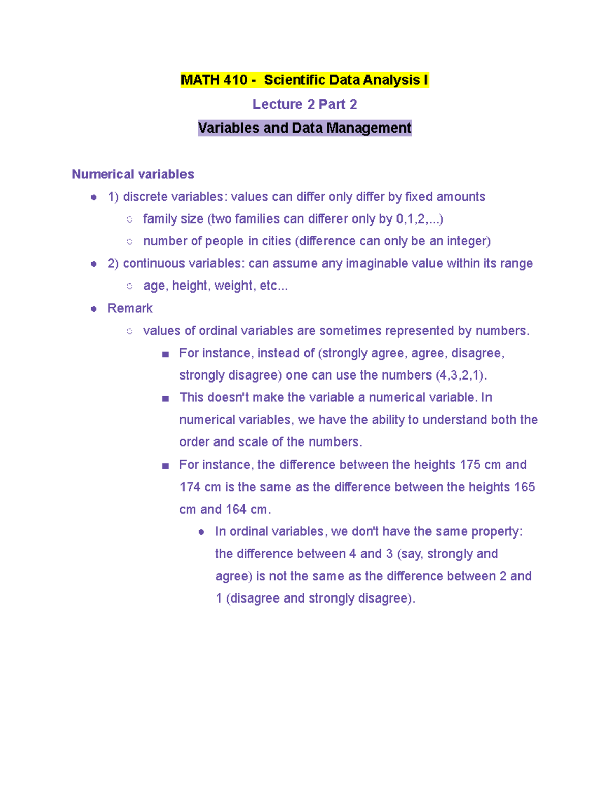 Math 410 Lecture 2 Part 2 Fall 2020 Math 410 Scientific Data Math 410 Lecture 2 Part 2 Fall 2020 Math 410 Scientific Data