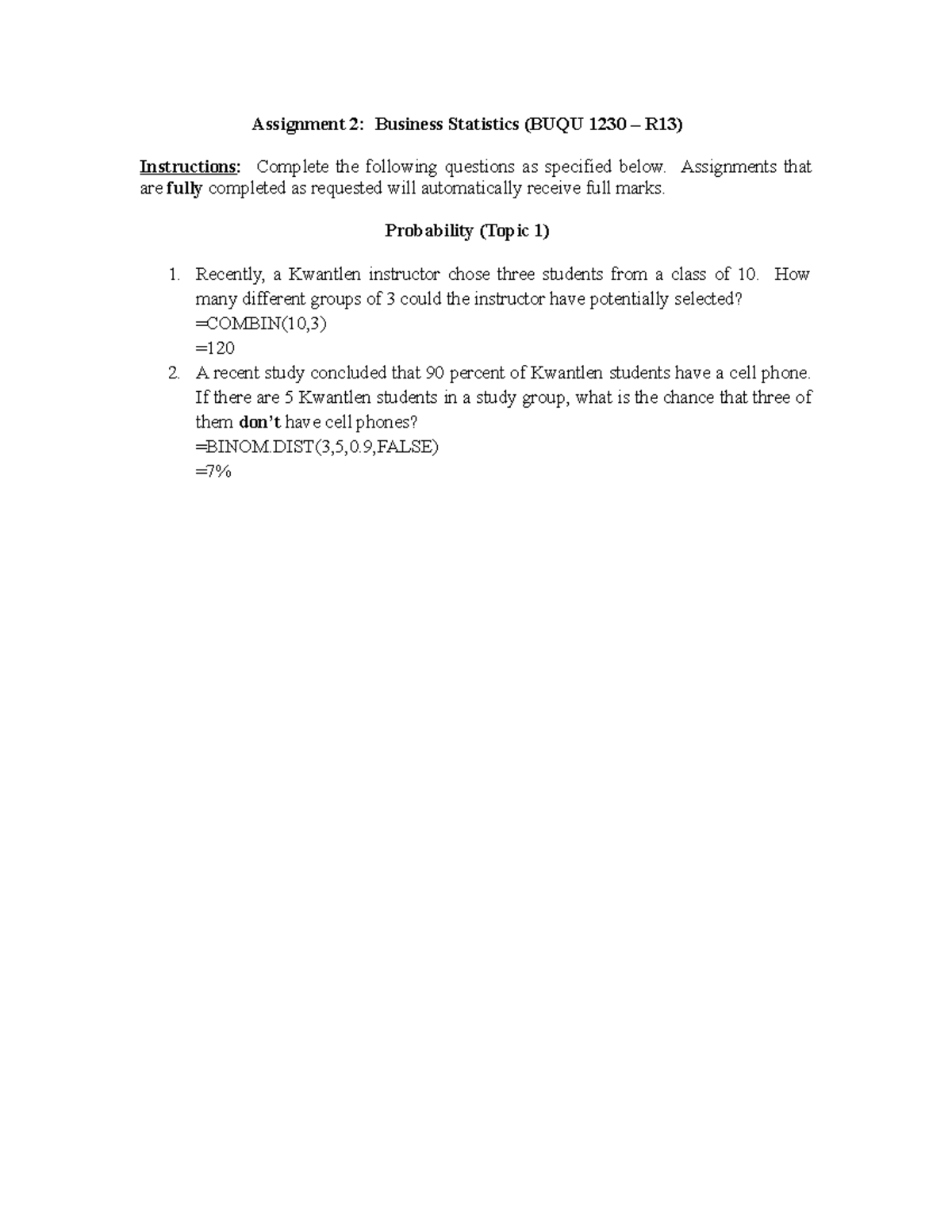 Statistics report assignment image