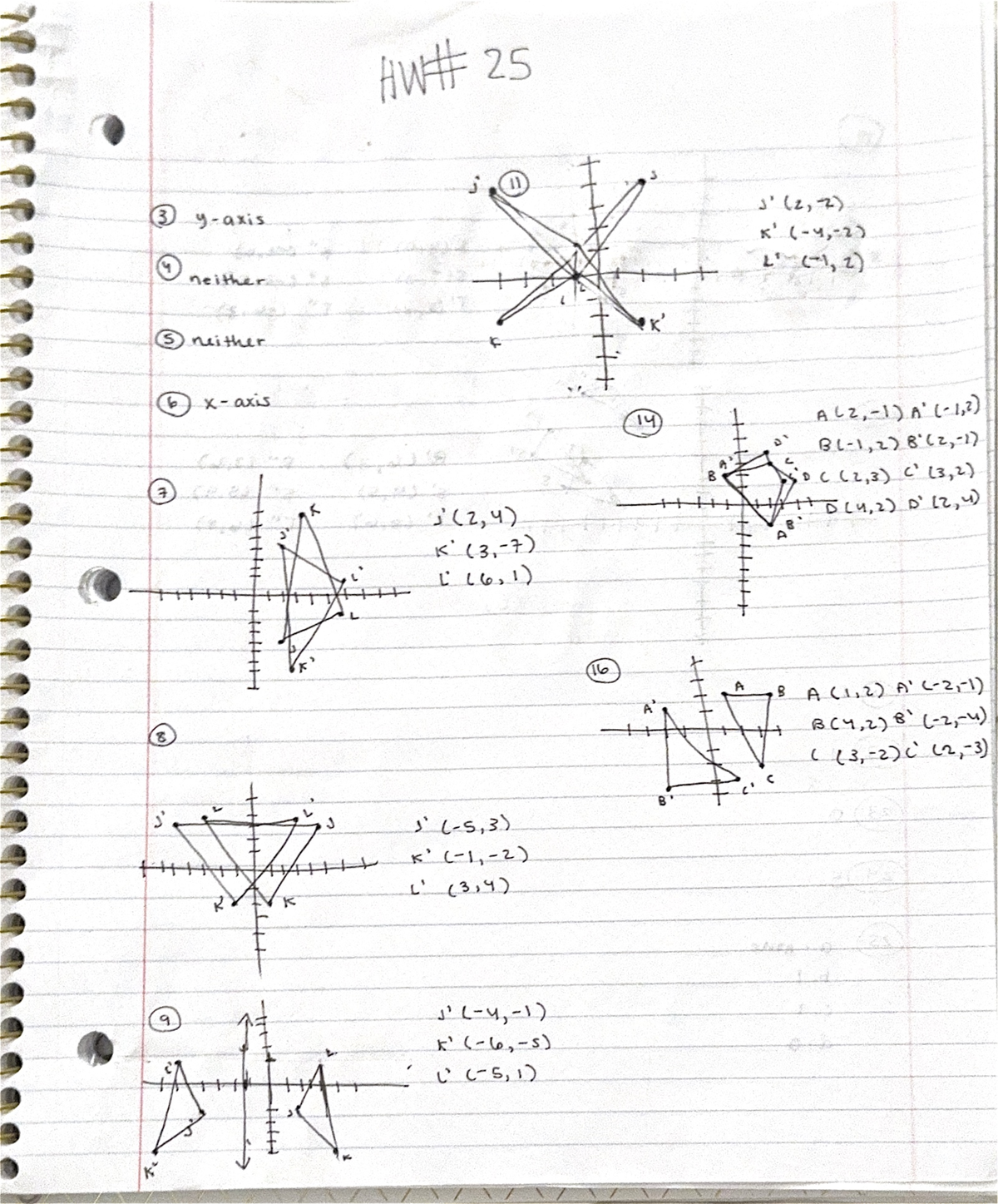 Hw 25 In class notes HW 25 j 11 3 yaxis 12(2) K' (4,2) 4