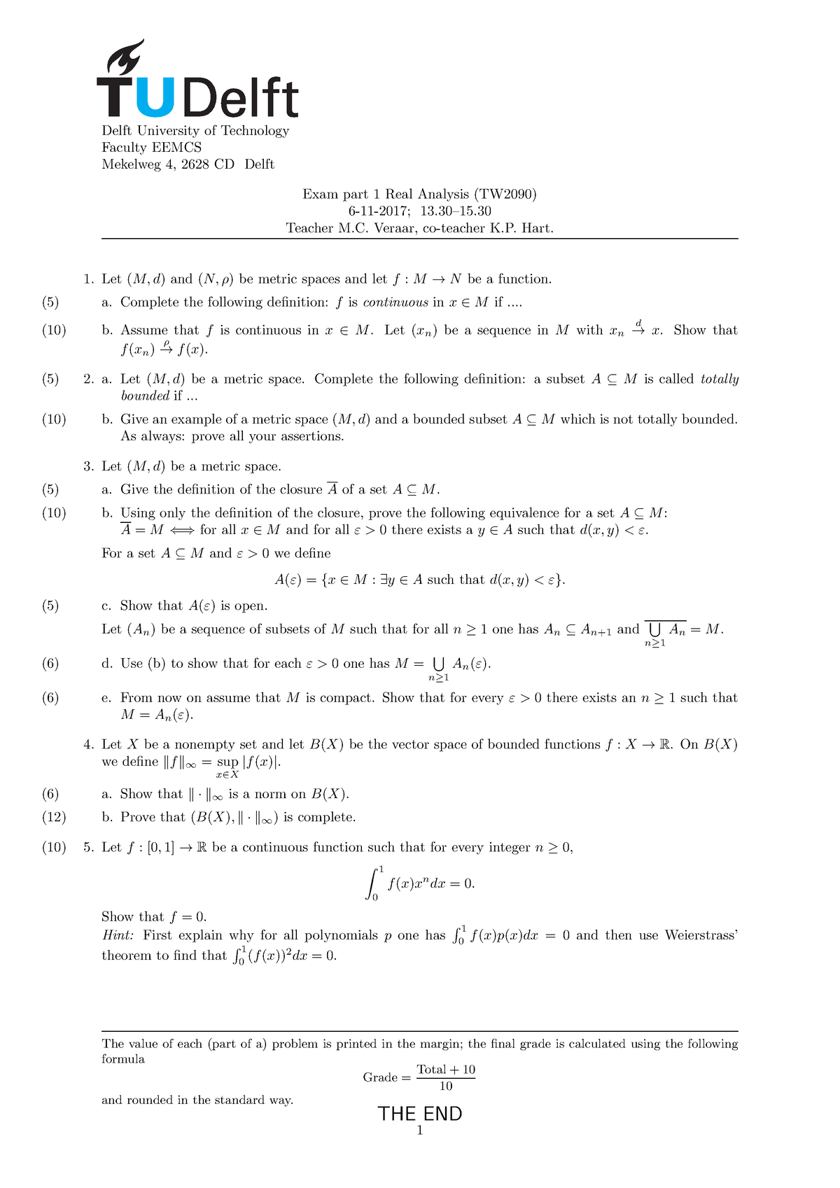 Real Analysis Exam Part 1 - Studocu