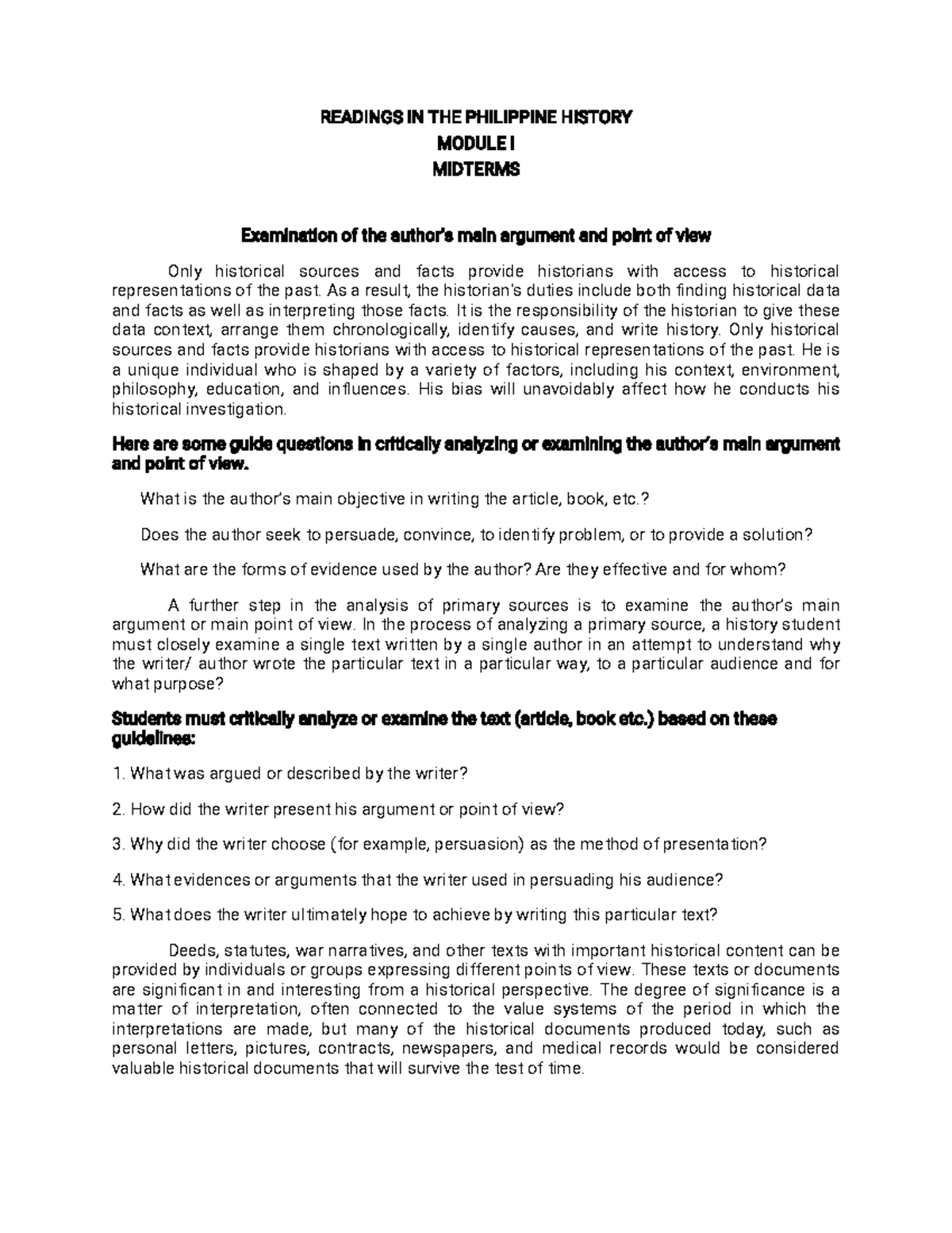 SOC101 Midterm- Modules - READINGS IN THE PHILIPPINE HISTORY MODULE I ...