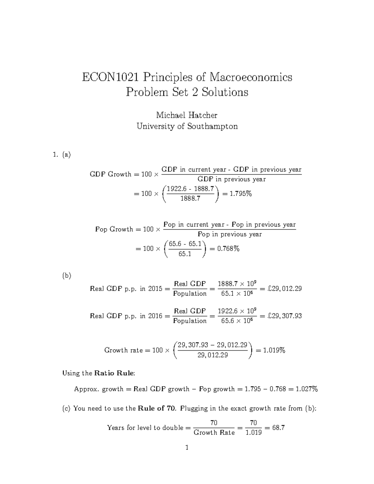 ECON1021 Problem Set 2 Solutions - ECON1021 Principles Of ...