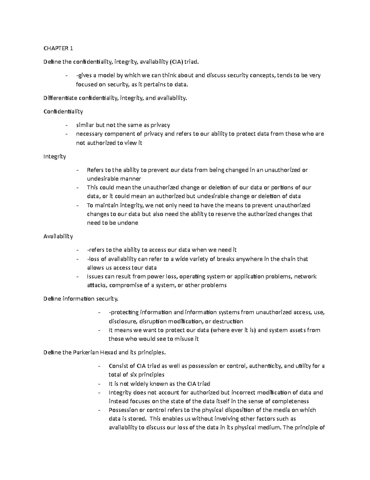 C836 review for exam terms and definitions - CHAPTER 1 Define the ...