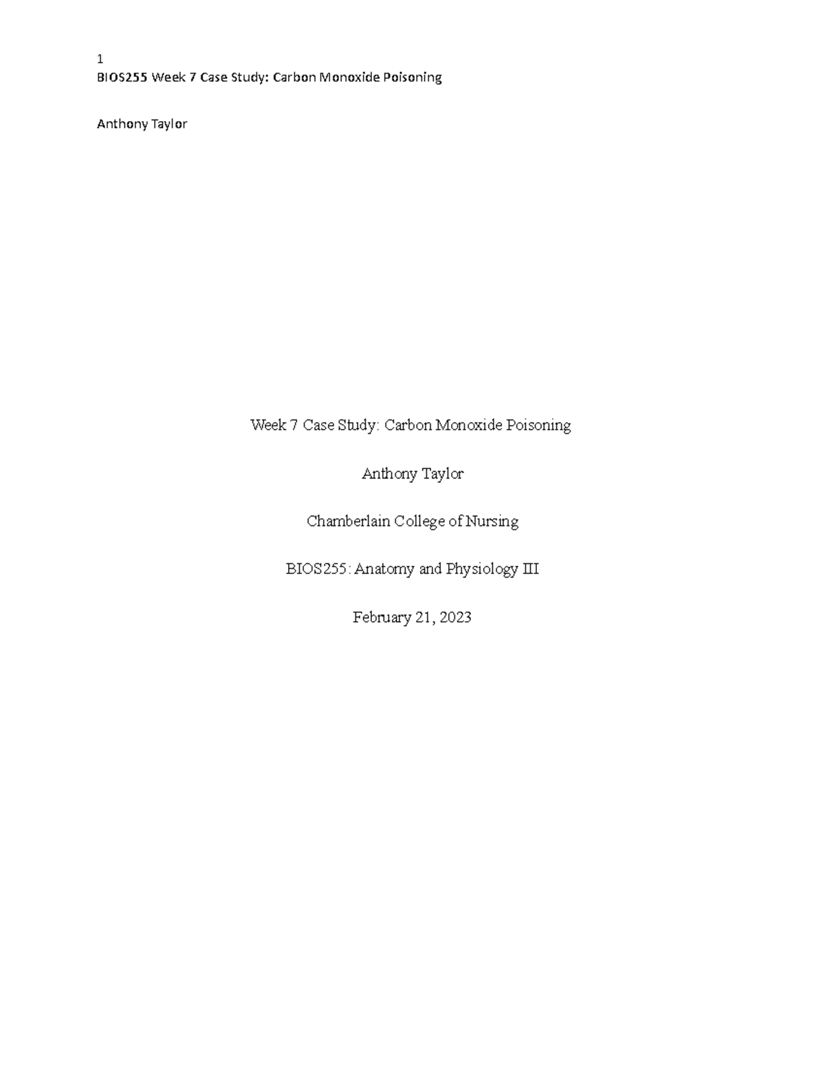 week 7 case study carbon monoxide poisoning