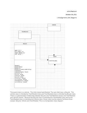 Mod 1 Composition Diagram of Bicycle Class - CS230 - Johnny Jones The ...