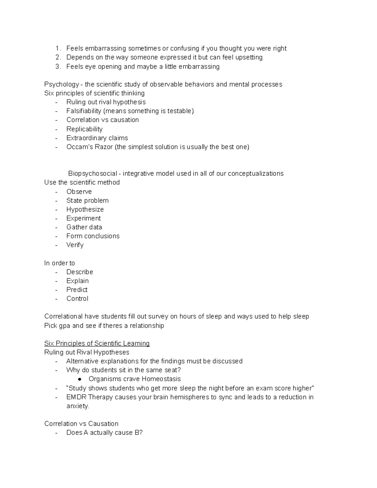 Intro to Psych - Notes - Feels embarrassing sometimes or confusing if ...