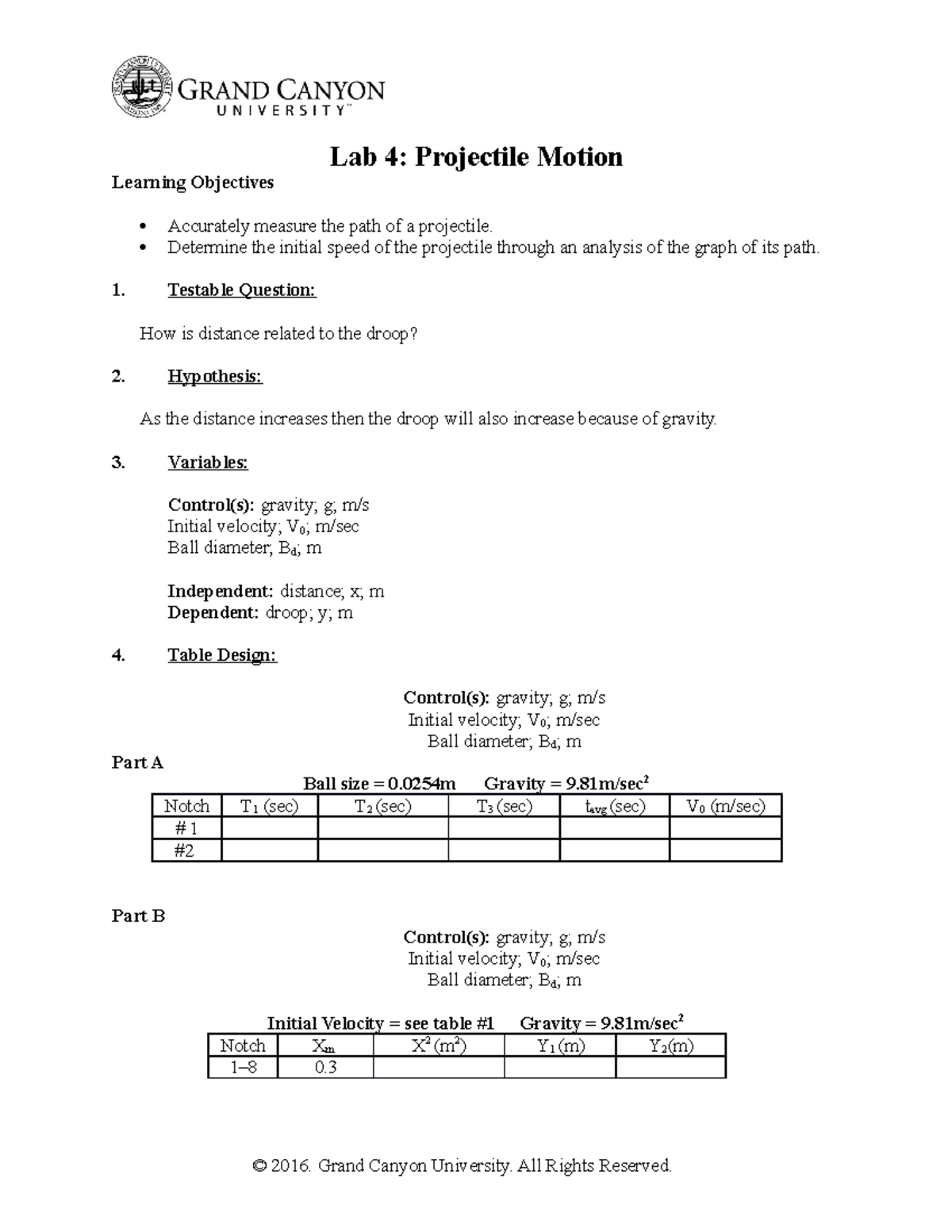 PHY 111L Projectile Motion - Lab 4: Projectile Motion Learning ...