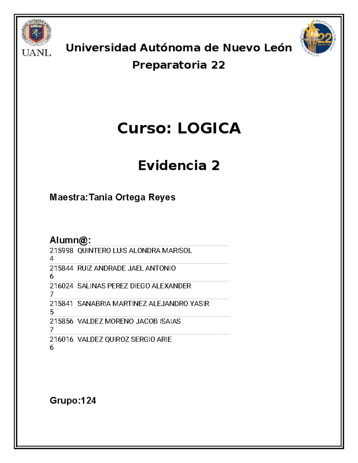 Evidencia logica etapa 2 - Universidad Autónoma de Nuevo León ...