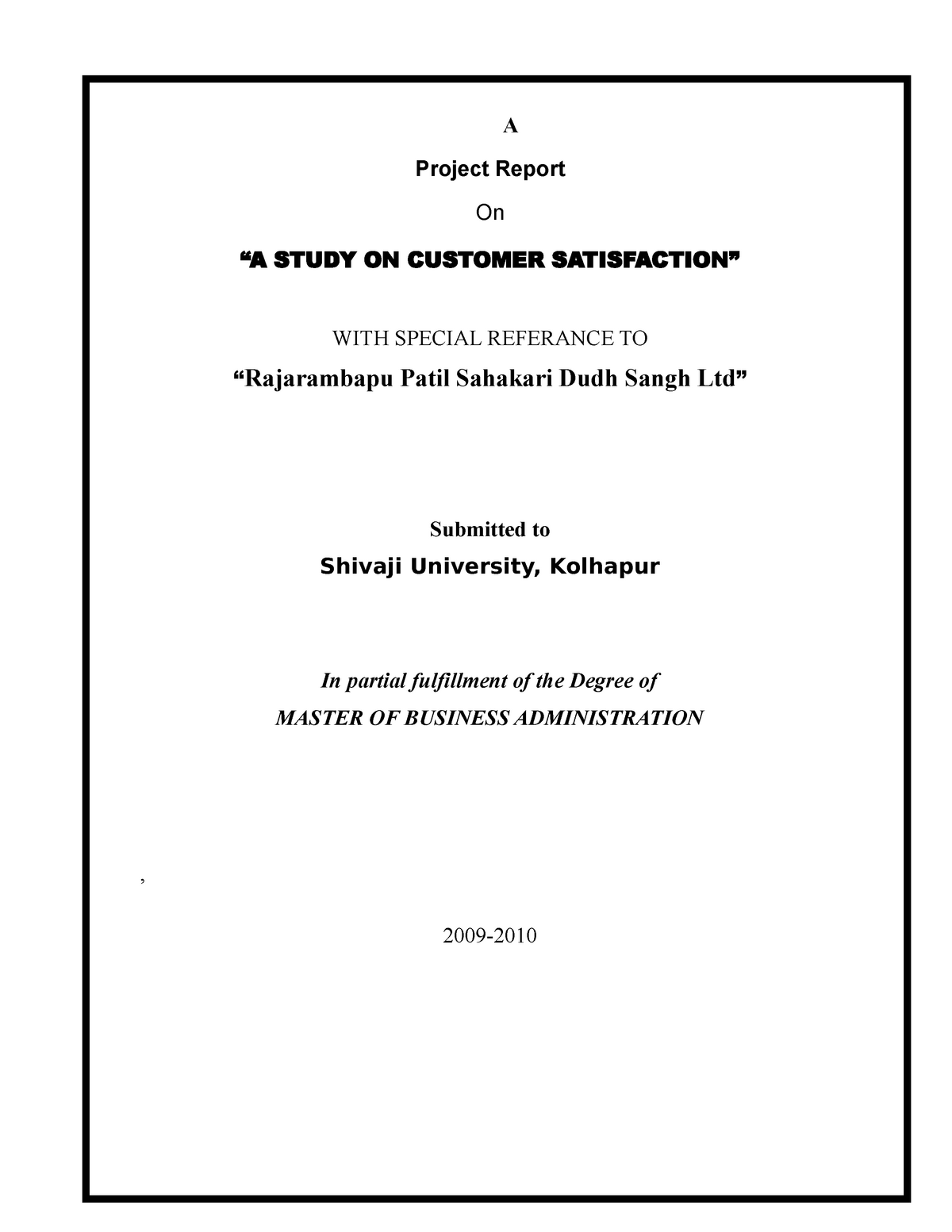 customer satisfaction thesis paper