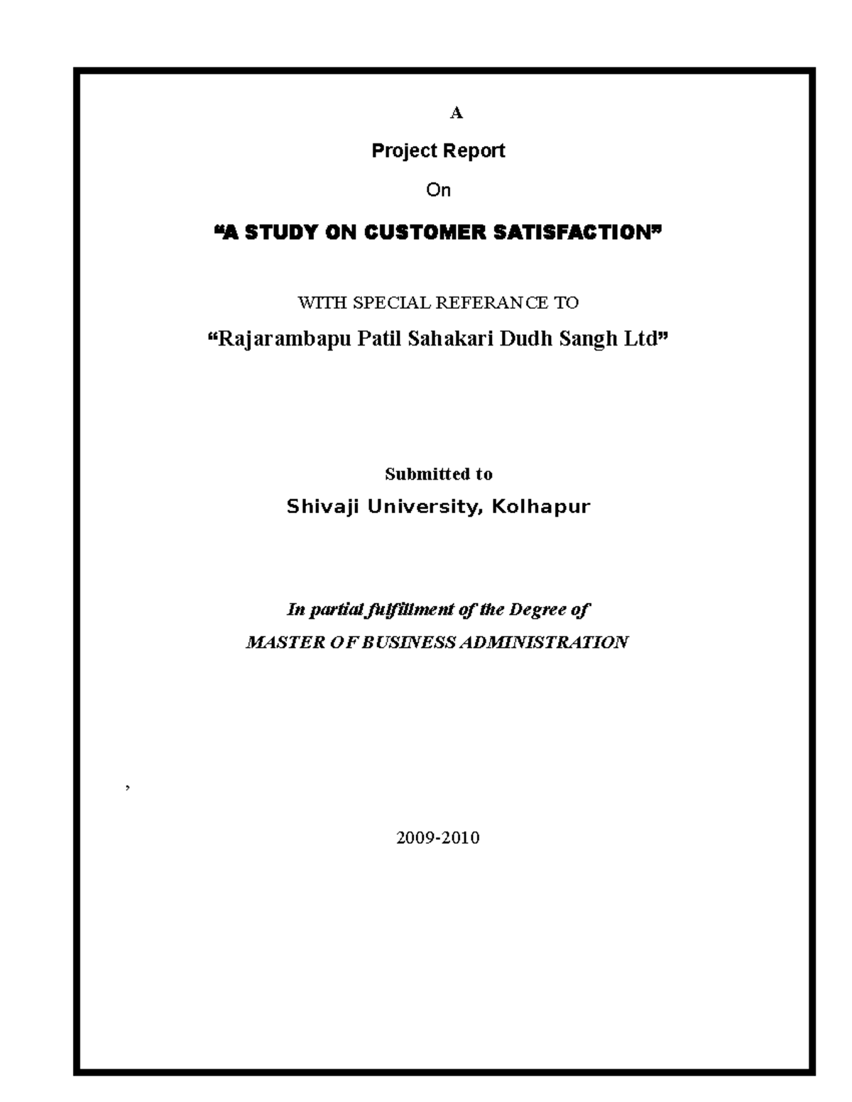 customer satisfaction thesis paper