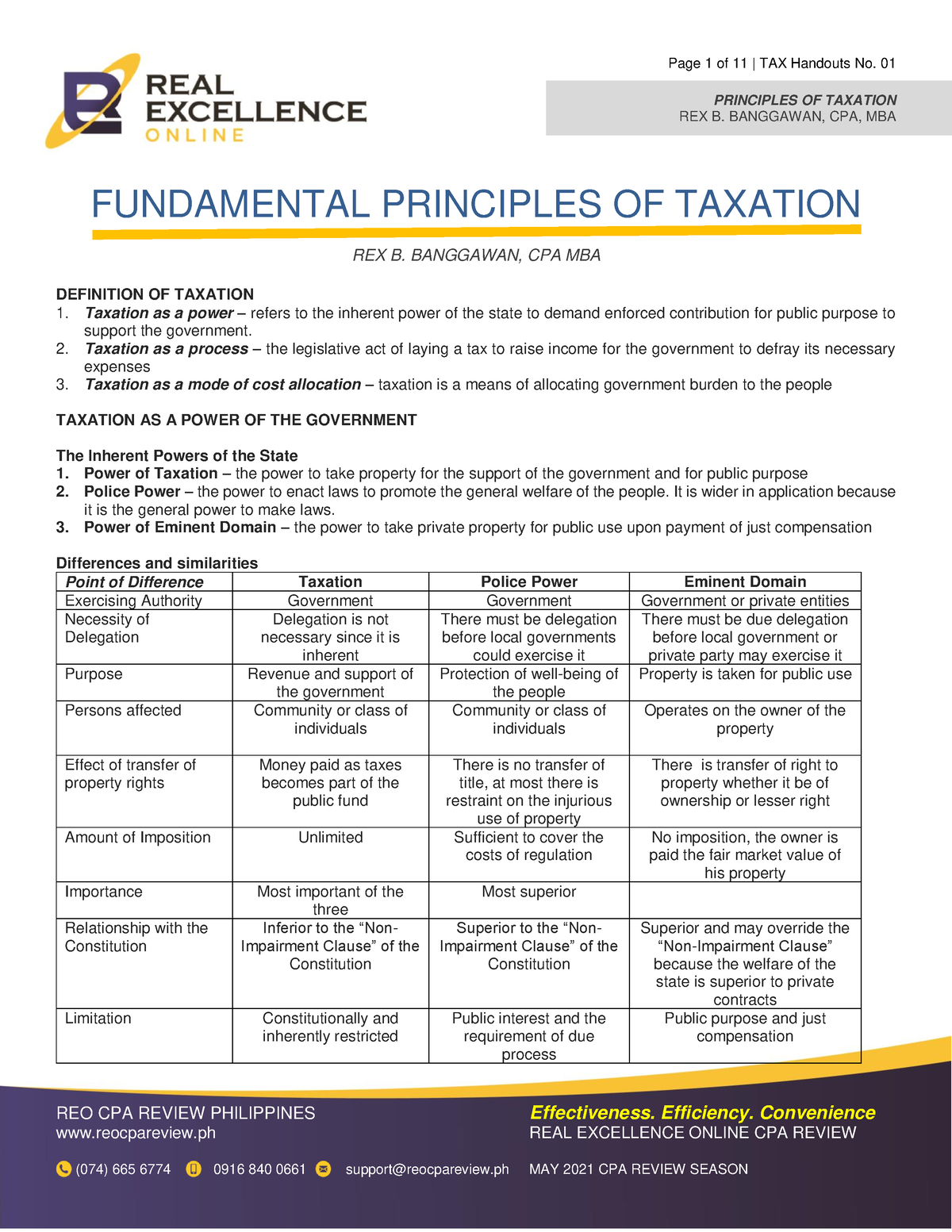 H01 Fundamental Principles Of Taxation - PRINCIPLES OF TAXATION REX B ...