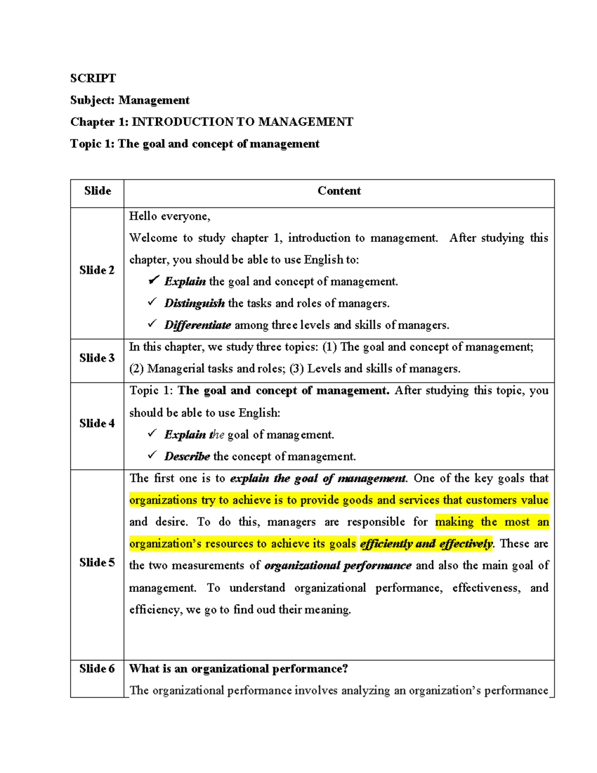 1.Topic 1 Script management SCRIPT Subject Management Chapter 1