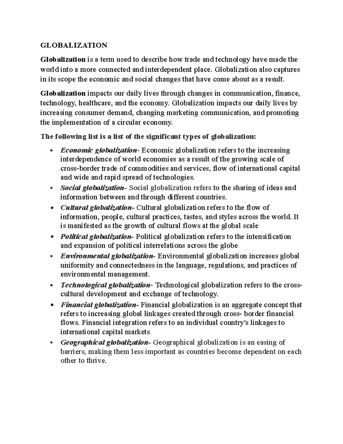 Globalization and Human Rights - GLOBALIZATION Globalization is a term ...