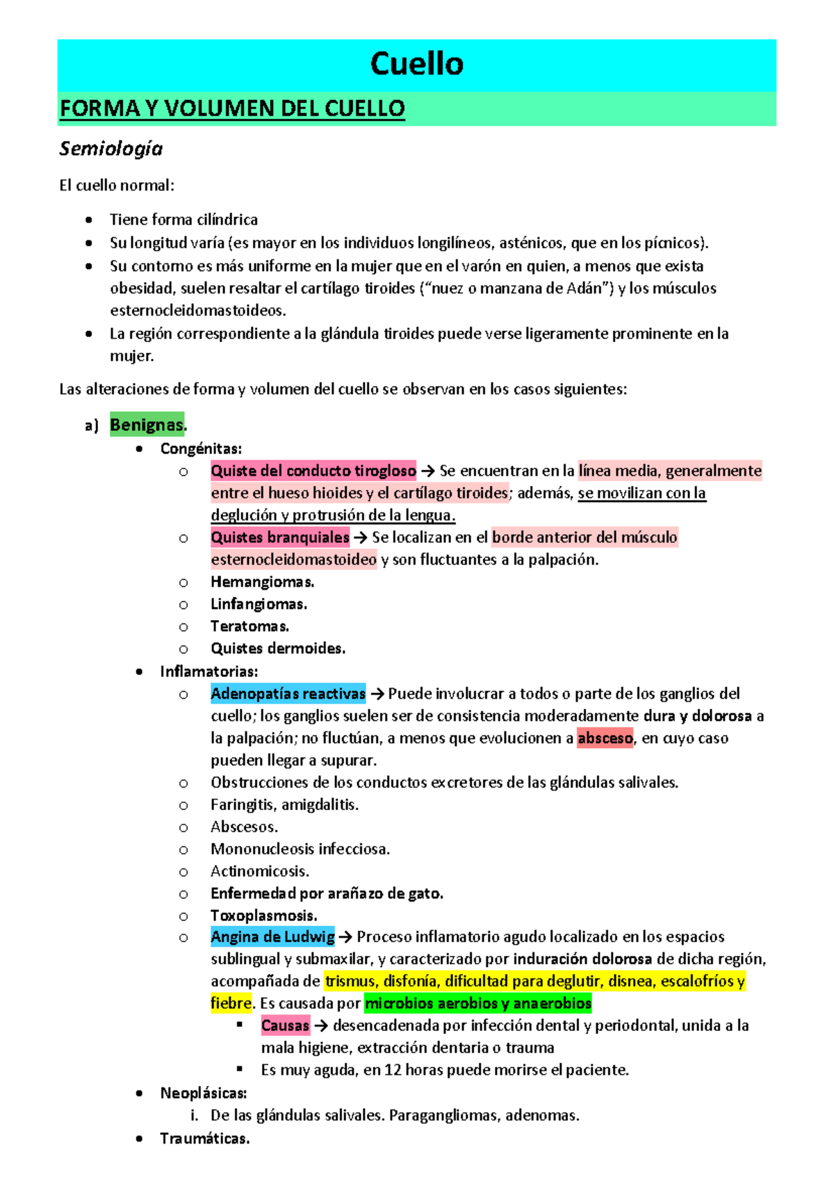 Semiologia Cuello - Cuello FORMA Y VOLUMEN DEL CUELLO Semiología El ...