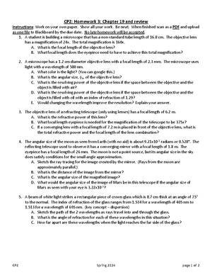 CP2 HW08 Ch24 - CP2 Spring 20 24 page 1 of 2 CP2: Homework 8 : Chapter ...