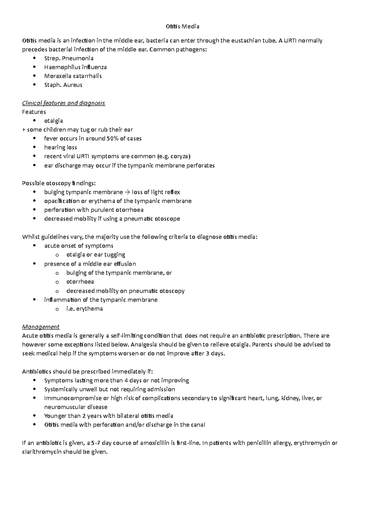 Otitis Media - Summary of the condition with differentials ...