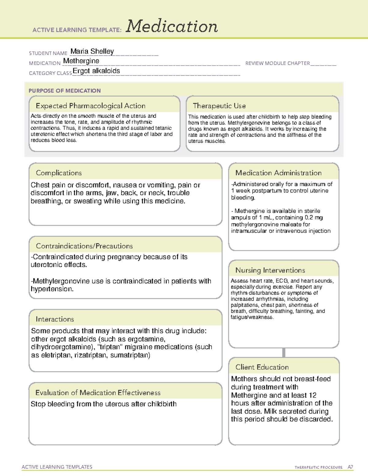 Maternity medication #3 - ACTIVE LEARNING TEMPLATES TherapeuTic ...