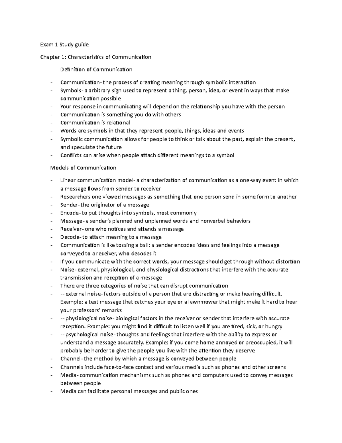 Exam 1 Study Guide - Exam 1 Study guide Chapter 1: Characteristics of ...