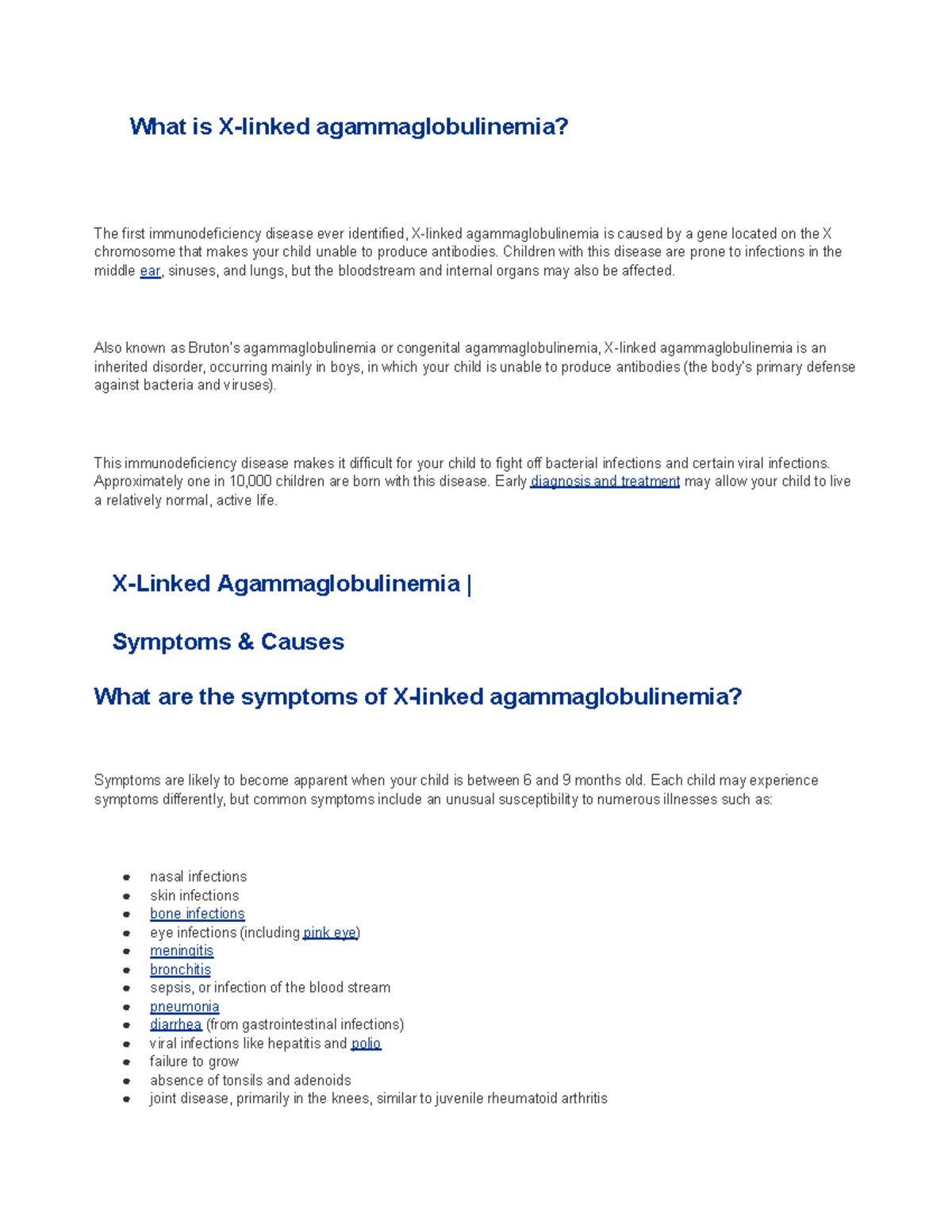 X Linked Agammaglobulinemia