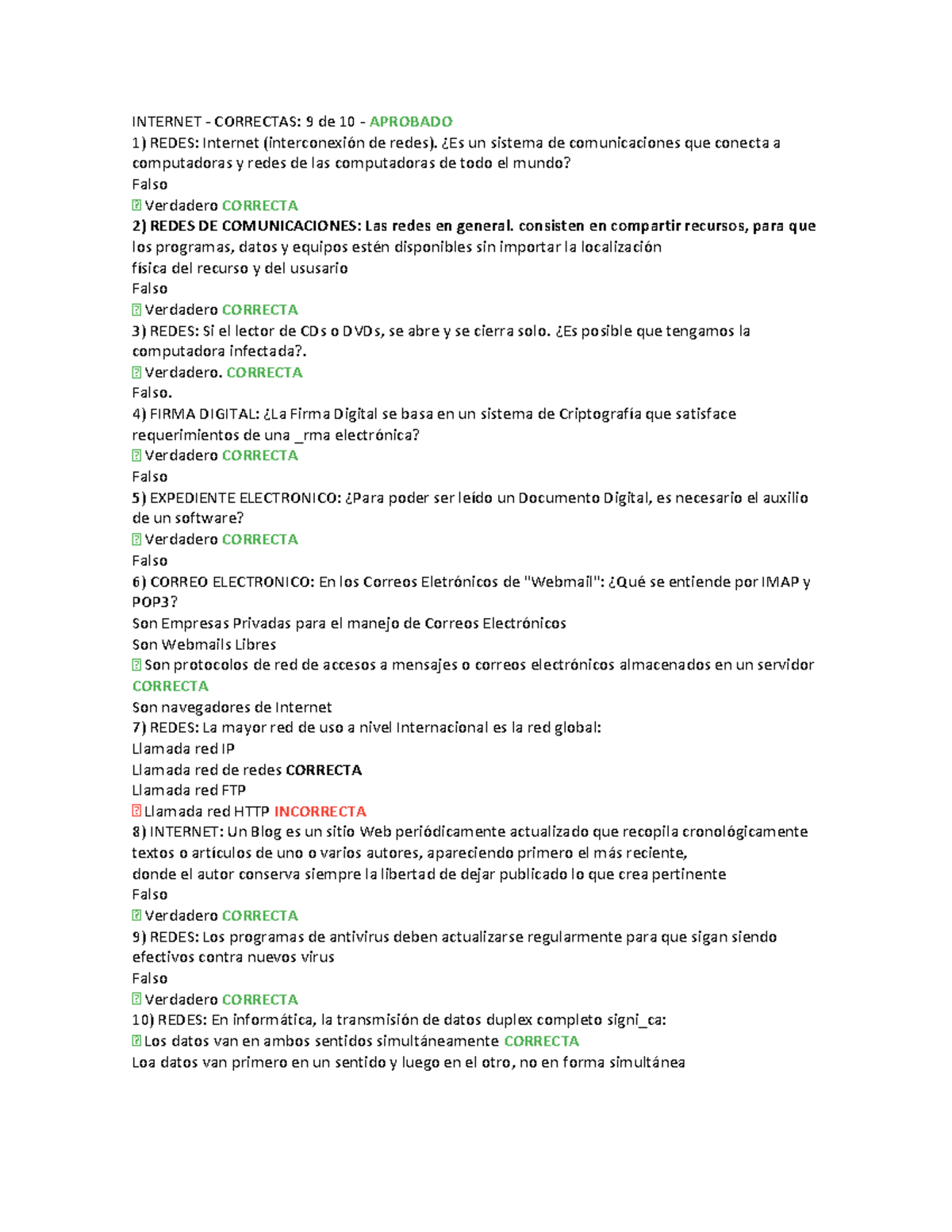 Teoria wor internet - Computacion 2 - INTERNET - CORRECTAS: 9 de 10 -  APROBADO REDES: Internet - StuDocu