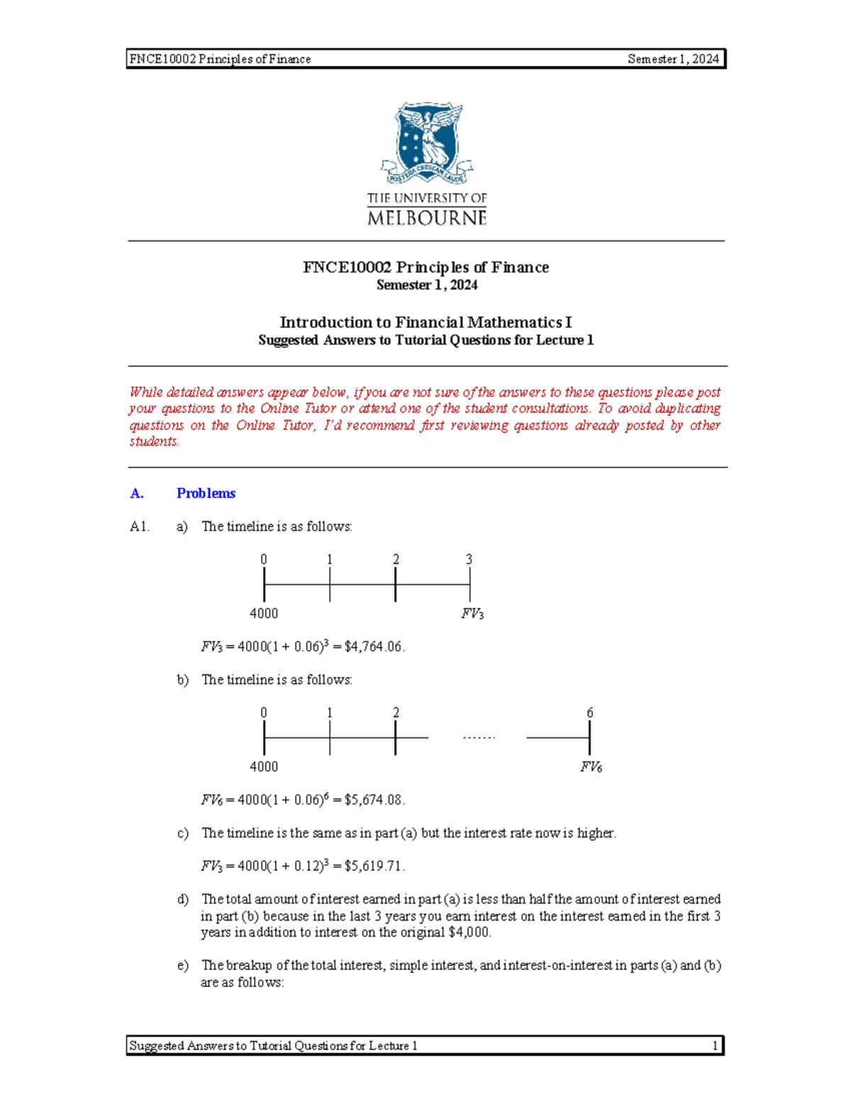 FNCE10002 Tutorial week 2 Ans - FNCE10002 Principles of Finance ...