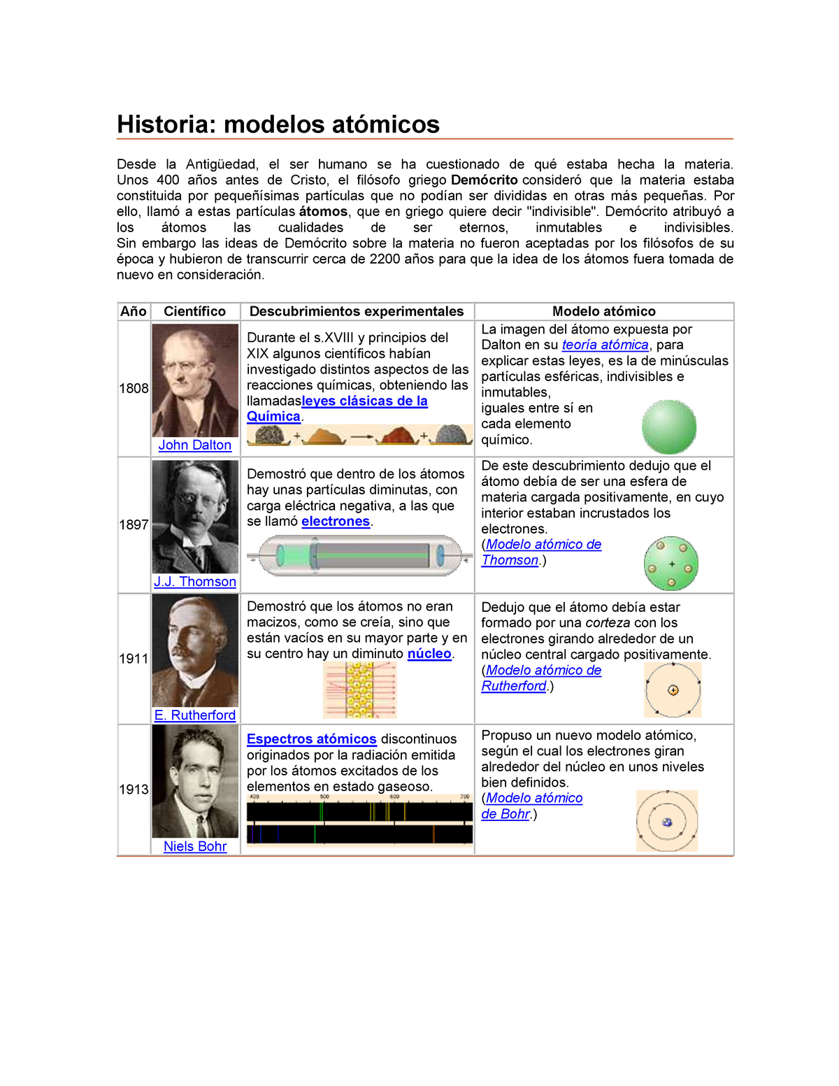 Modelos atomicos - la importancia de los números cuánticos en la química -  Historia: modelos - Studocu