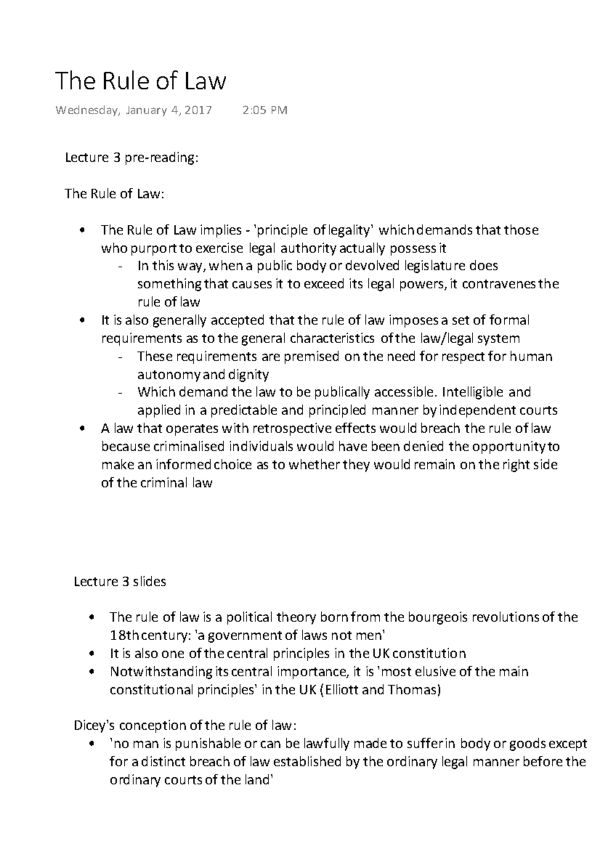 Public Law - Lecture 3 - The Rule of Law - Lecture 3 pre-reading: The ...