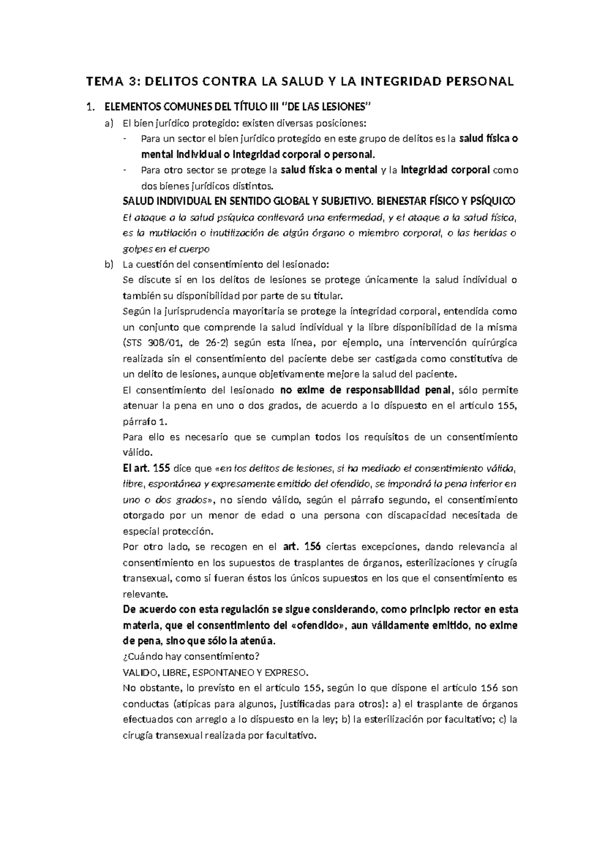 TEMA 3 - tema 3 - TEMA 3: DELITOS CONTRA LA SALUD Y LA INTEGRIDAD ...