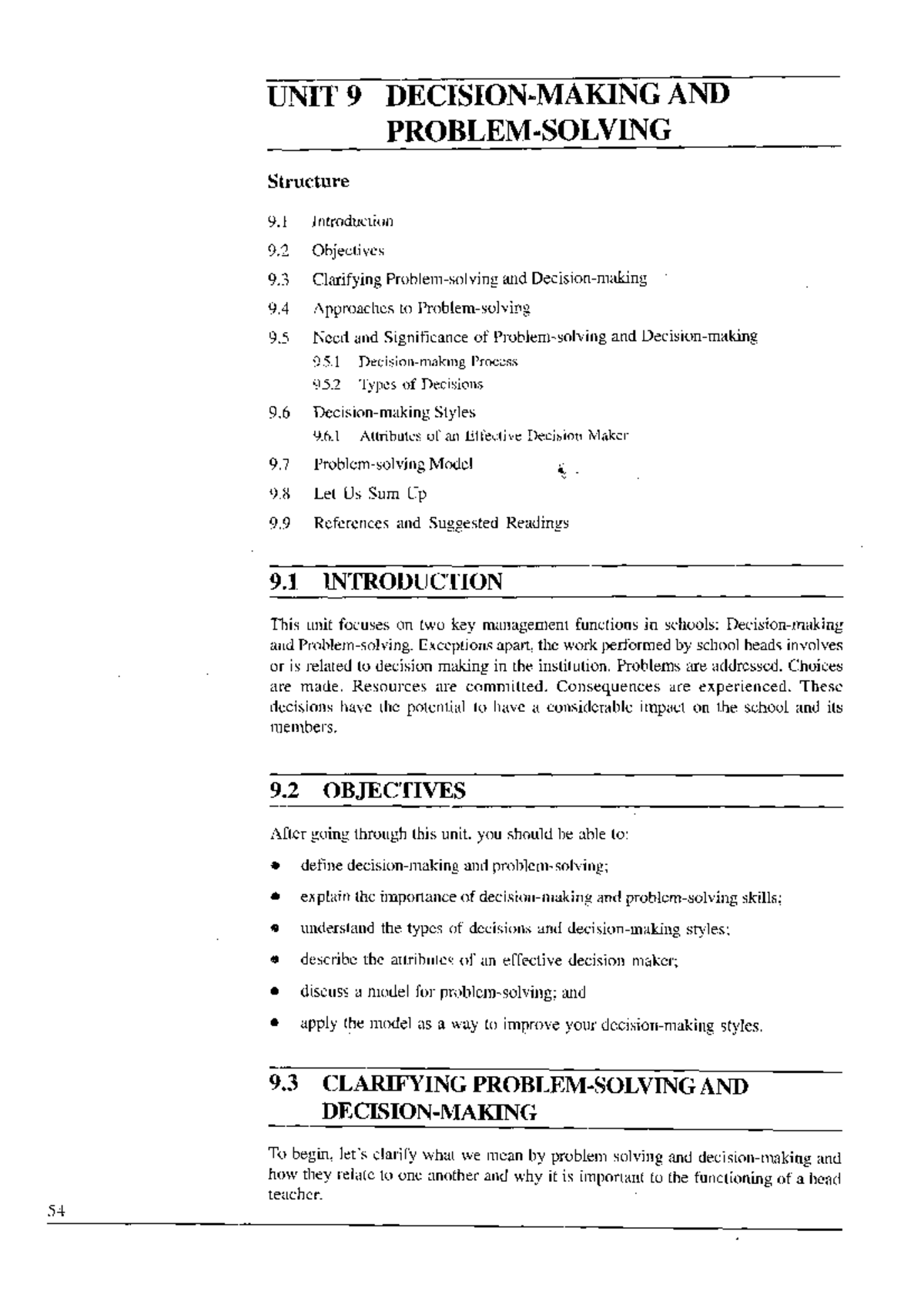 Session 4- Problem solving and Decision Making - UNIT 9 DECISION-MAKING ...