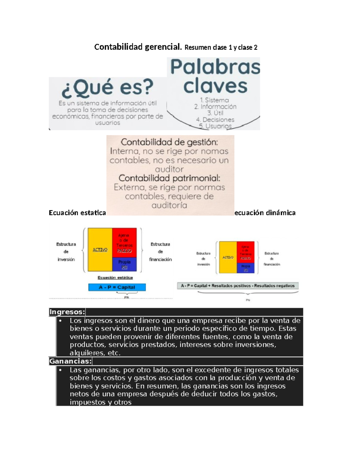 Contabilidad Gerencial Clase 2 Contabilidad Gerencial Resumen Clase 1 Y Clase 2 Ecuación 6436