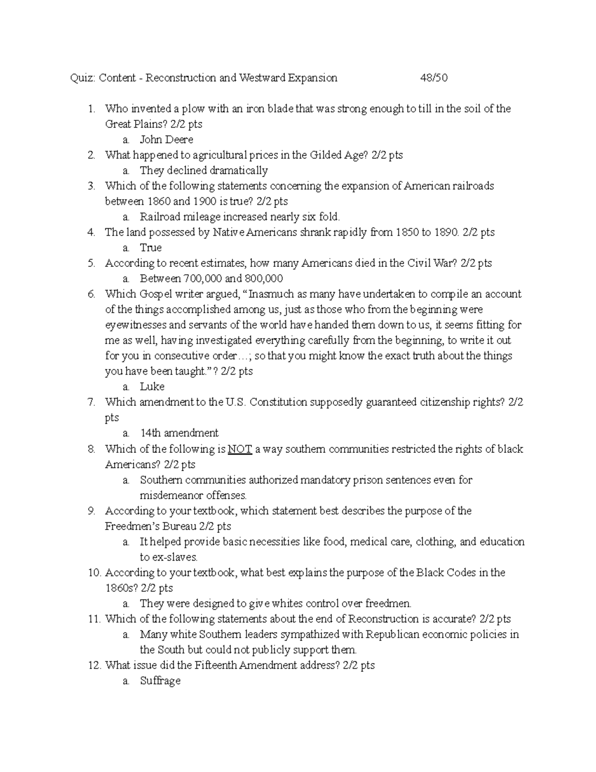 Quiz Content - Reconstruction and Westward Expansion - John Deere What ...