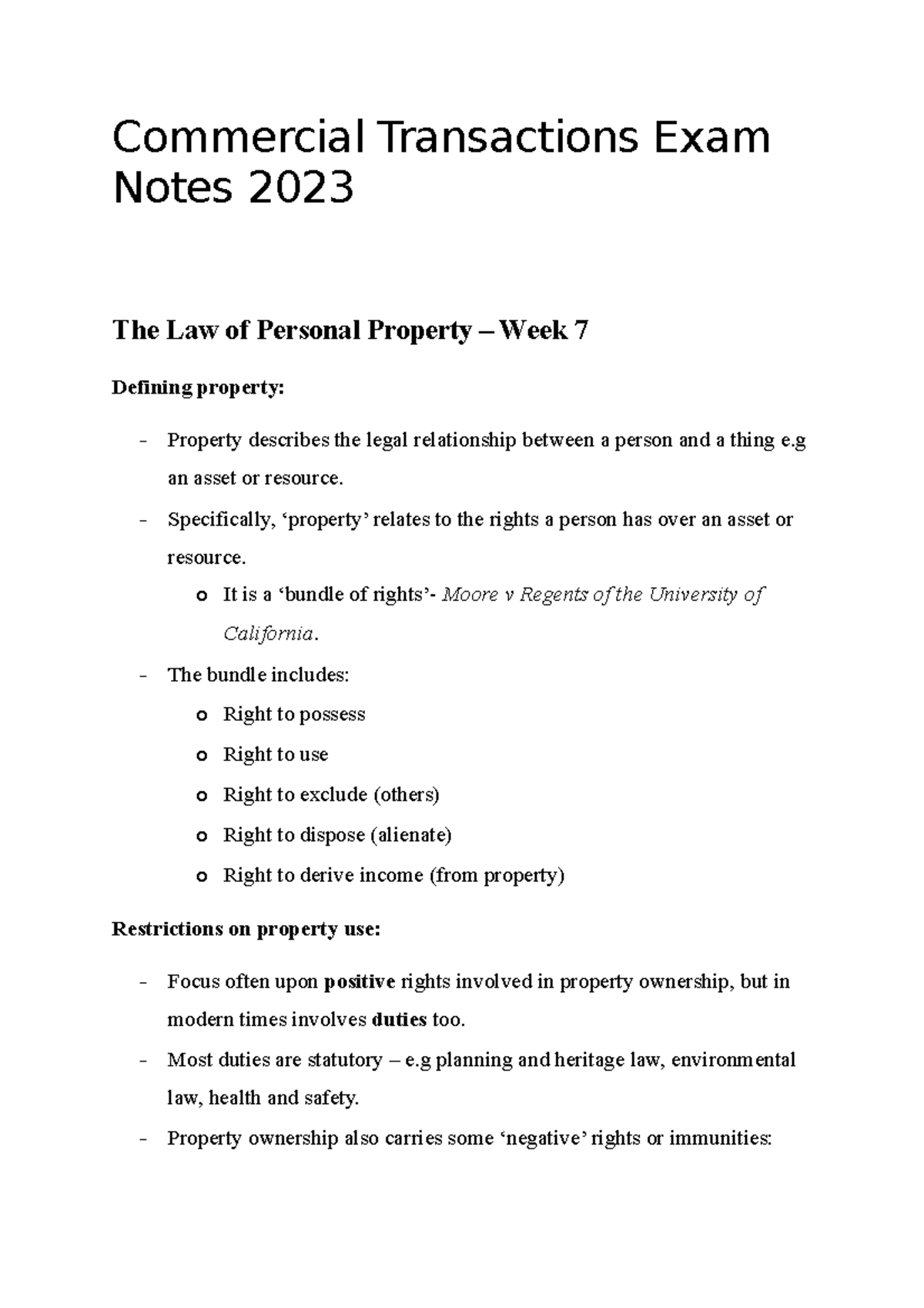 Commercial Transactions Exam Notes - Commercial Transactions Exam Notes ...