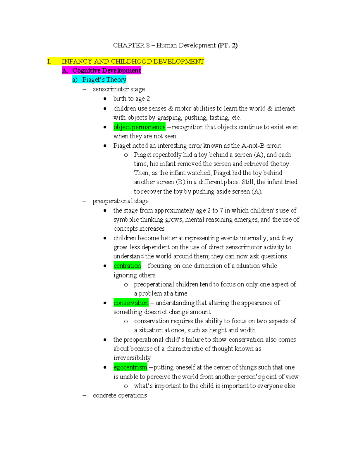 Ch 8 Human Development PT 2 - CHAPTER 8 – Human Development (PT. 2) I ...
