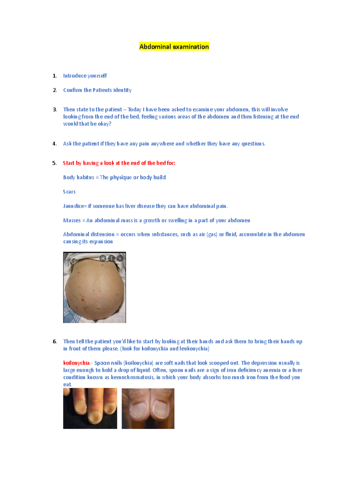 Abdominal Examination X - Abdominal Examination Introduce Yourself ...