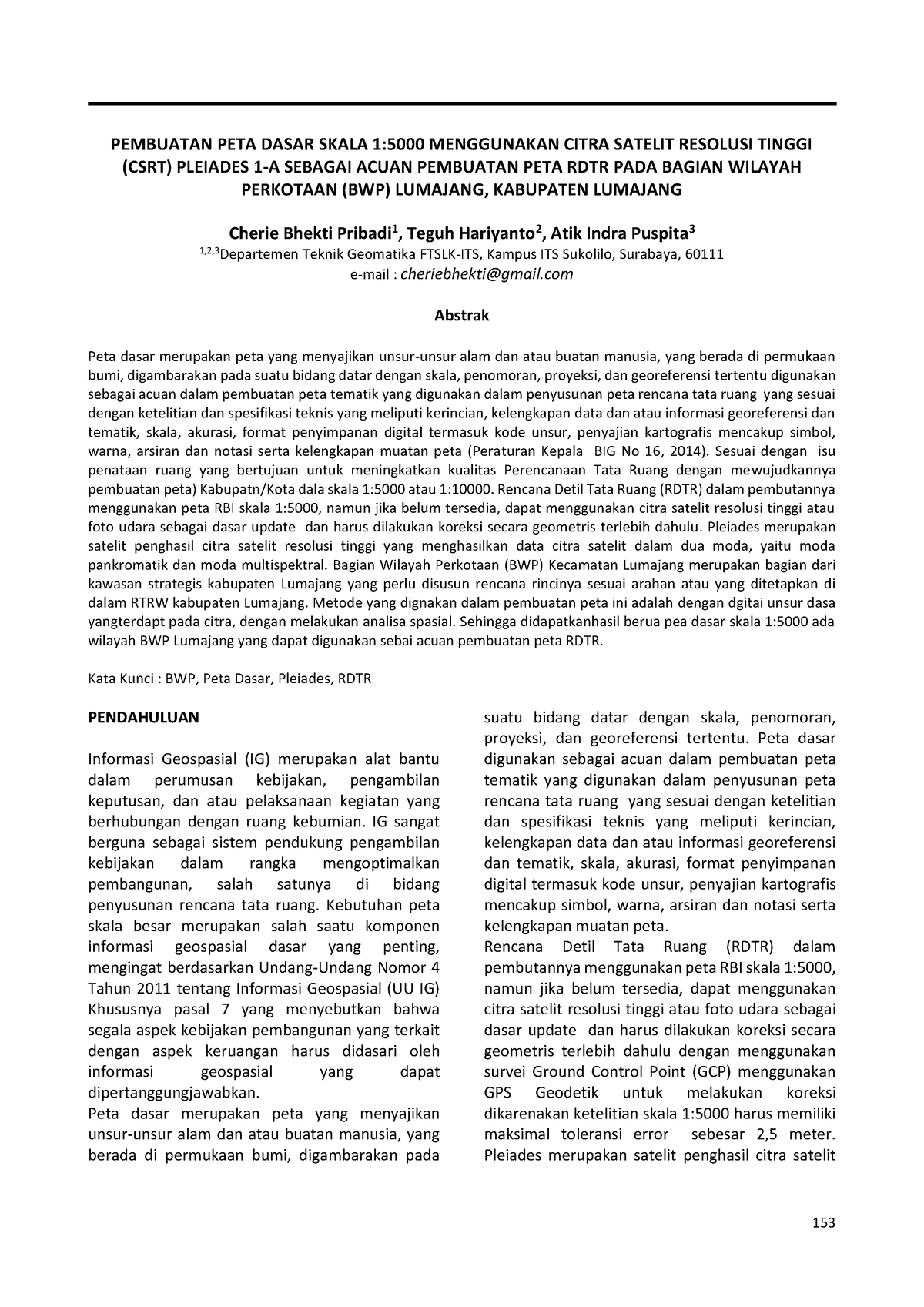 PJT TUGAS 00001 - GEOID Vol. 12, No. 2, Agustus 2017 (153-157 ...