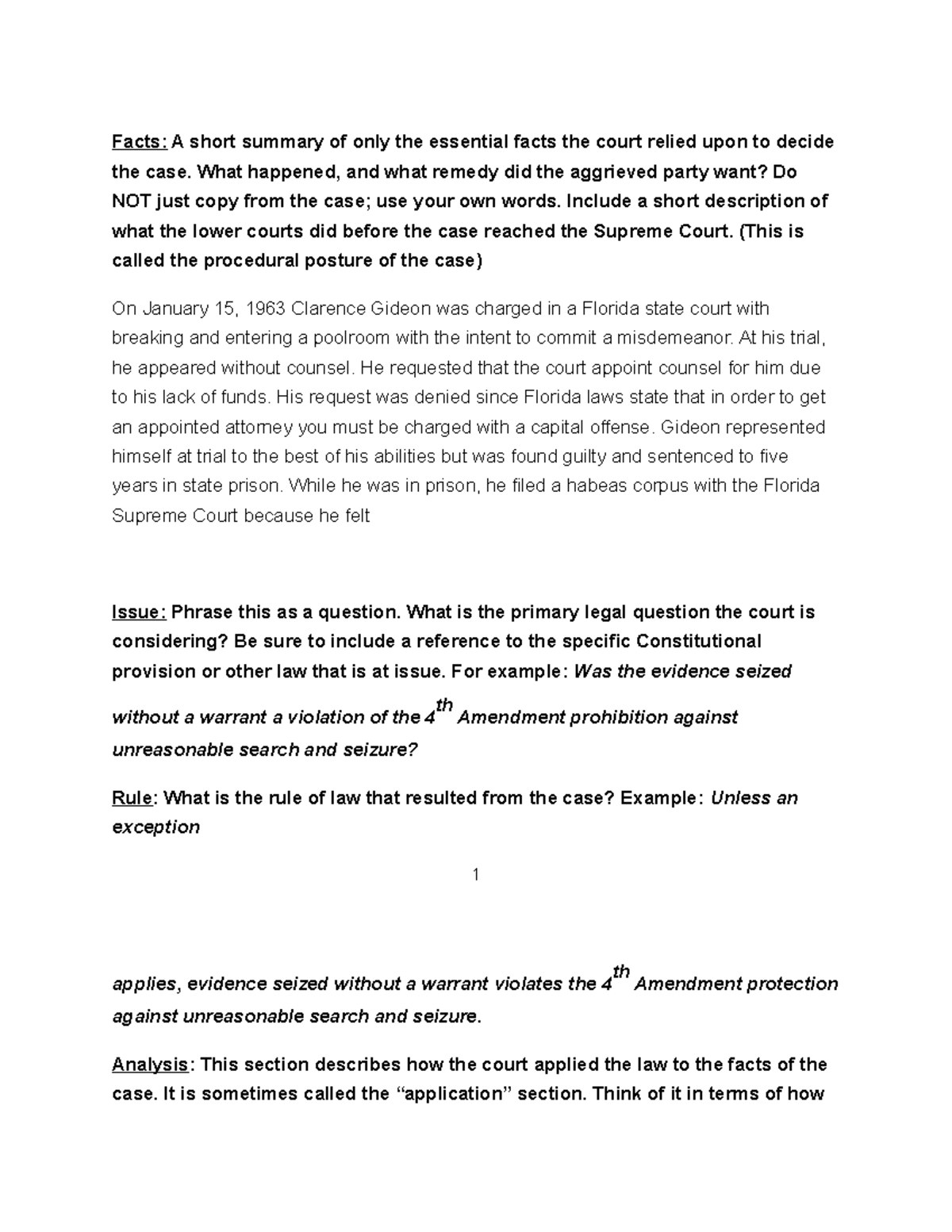 Untitled document Gideon v wainwright Facts A short summary of