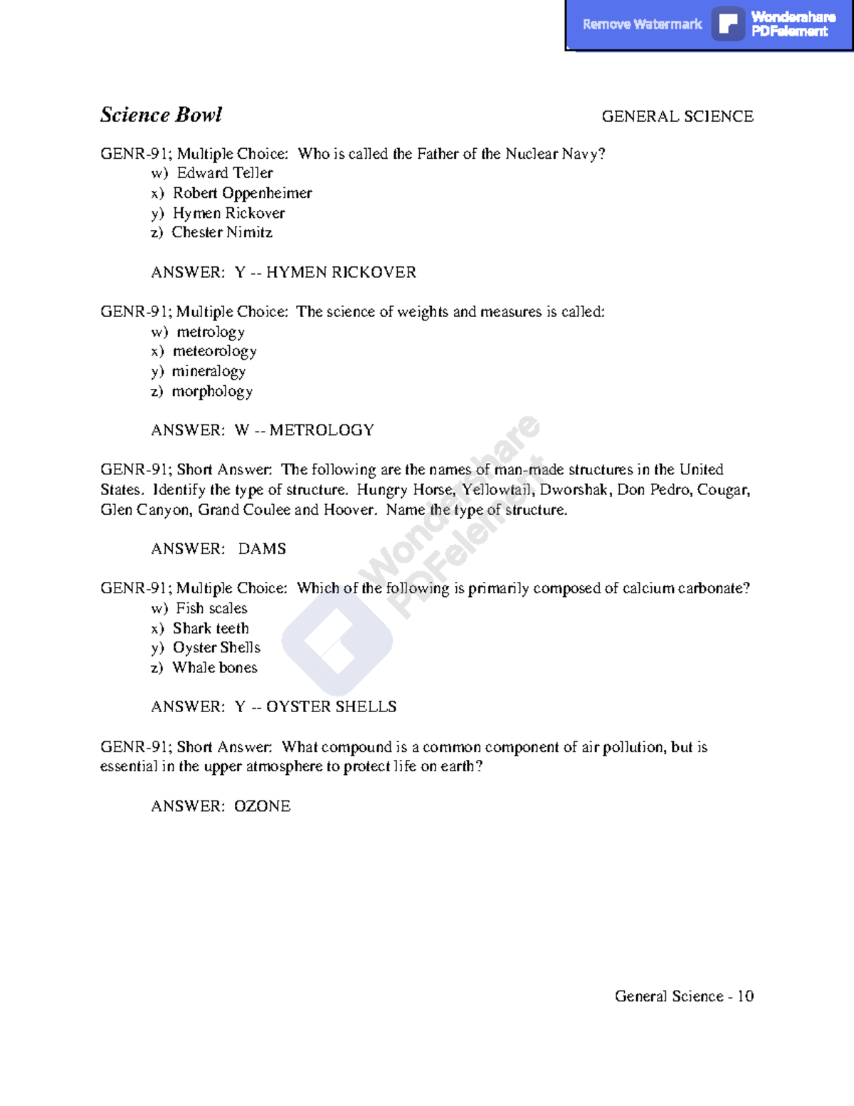 MCQ science quiz mcq Science Bowl GENERAL SCIENCE General Science
