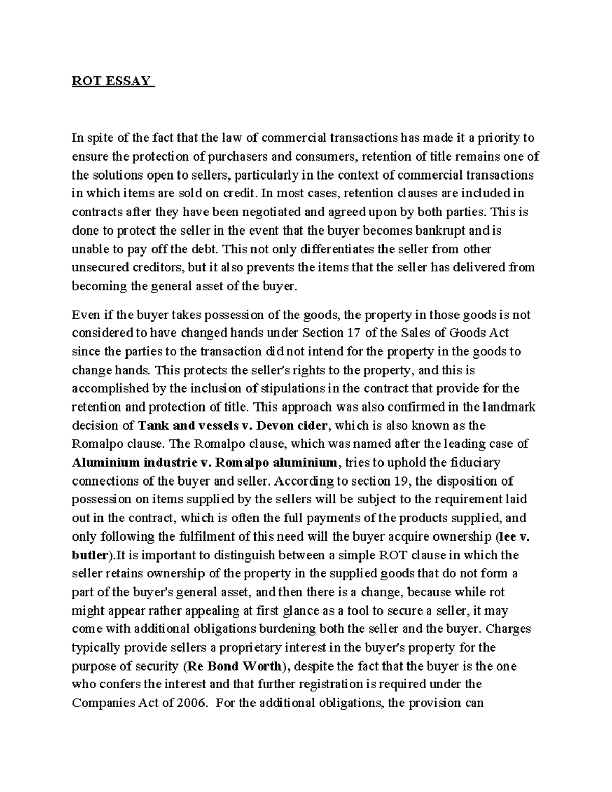 Rot essay final copy - ROT ESSAY In spite of the fact that the law of ...
