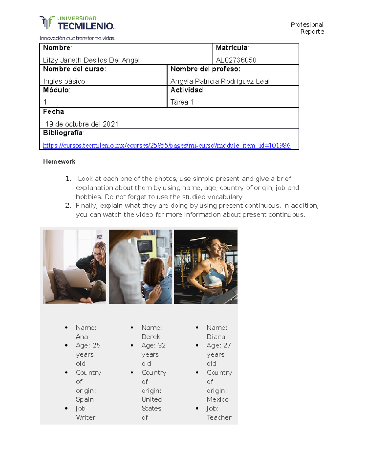 Ingles tarea 1 - jjmjjn - Inglés - TecMilenio - Studocu