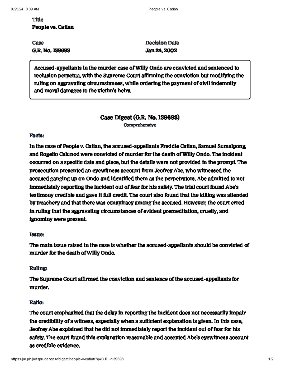 10 Peoplevs.Catian.pdf Title People vs. Catian Case G. No. 139693