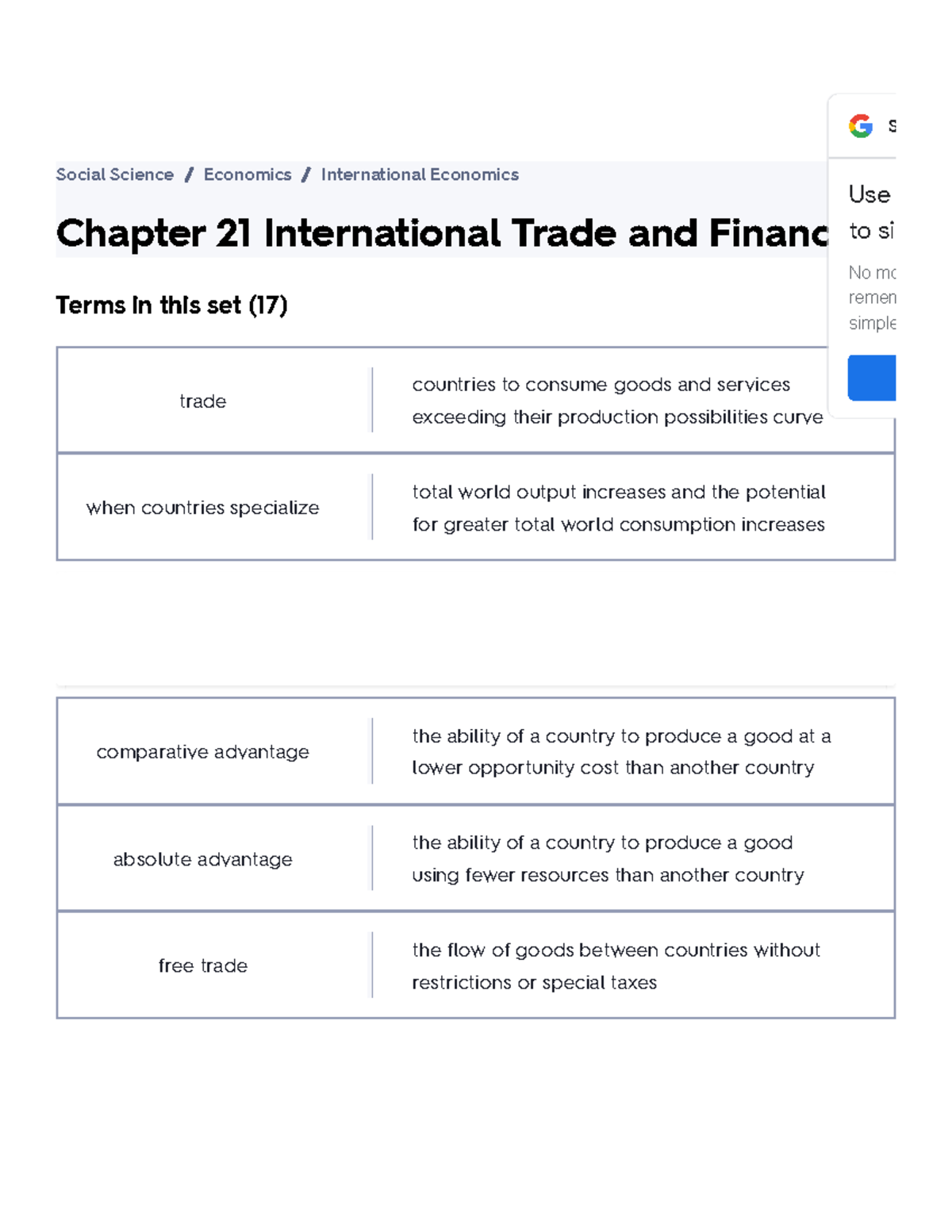 trade agreements assignment quizlet