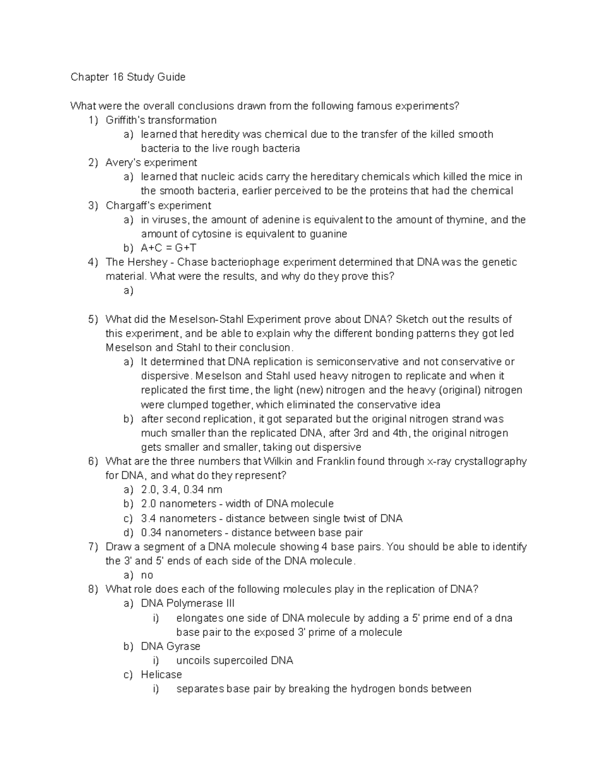 Chapter 16 Study Guide - Lecture Notes 16 - Chapter 16 Study Guide What ...