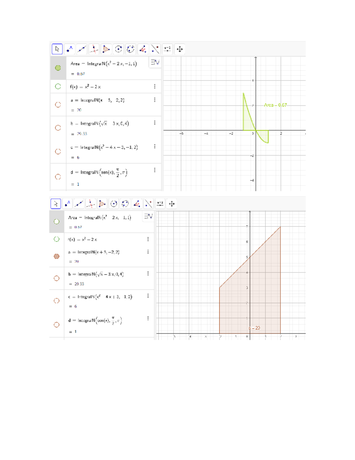 Graficas geogebra - Apuntes - Cálculo Integral - Area IntegralN EN 0 4 ...