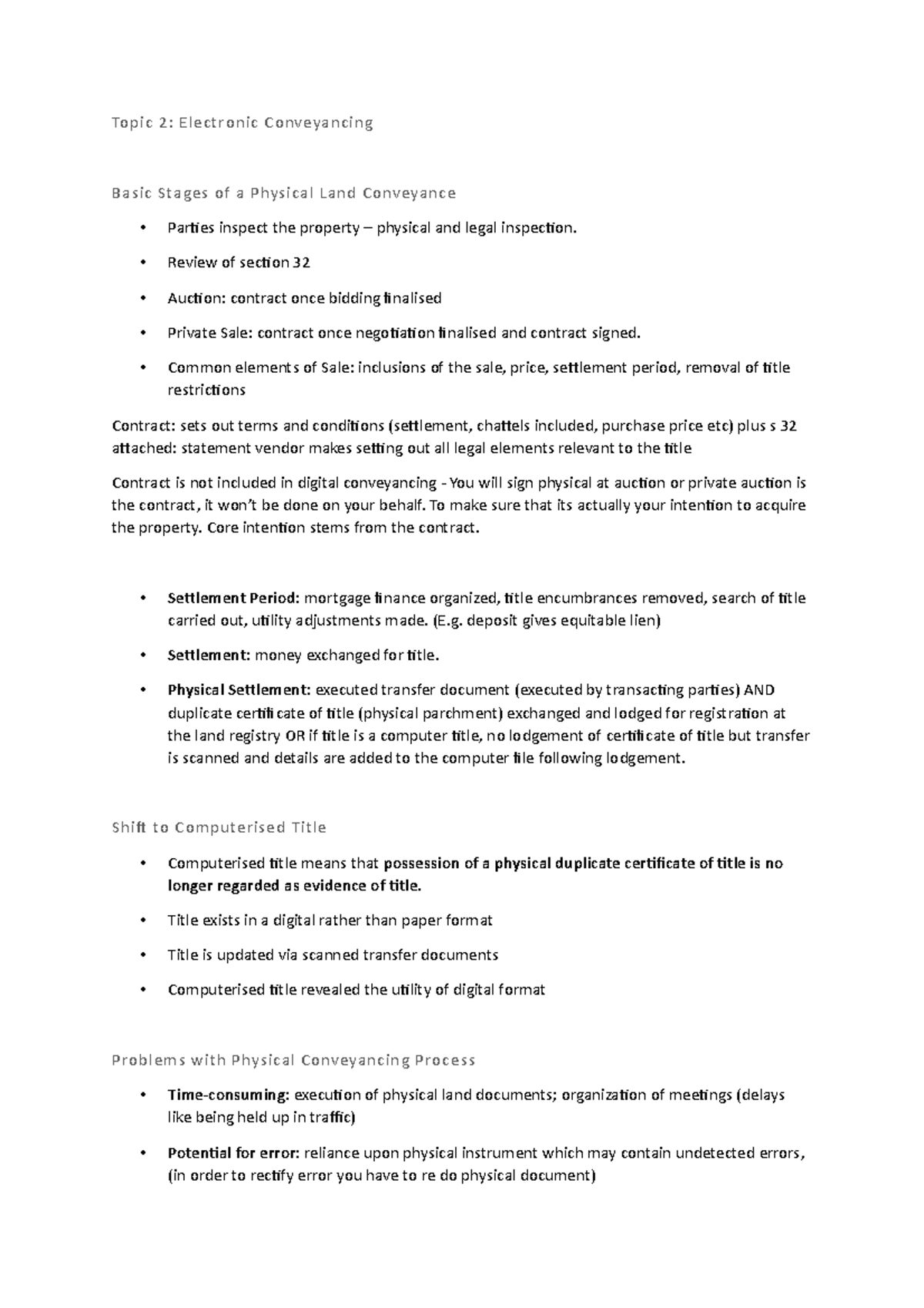 Electronic Conveyancing: Basic Stages and Shift to Digital Processing ...
