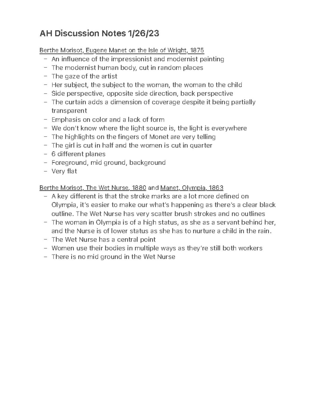 AH Discussion Notes 1:26:23 - – – – – – – – – – – – – – – – – – AH ...