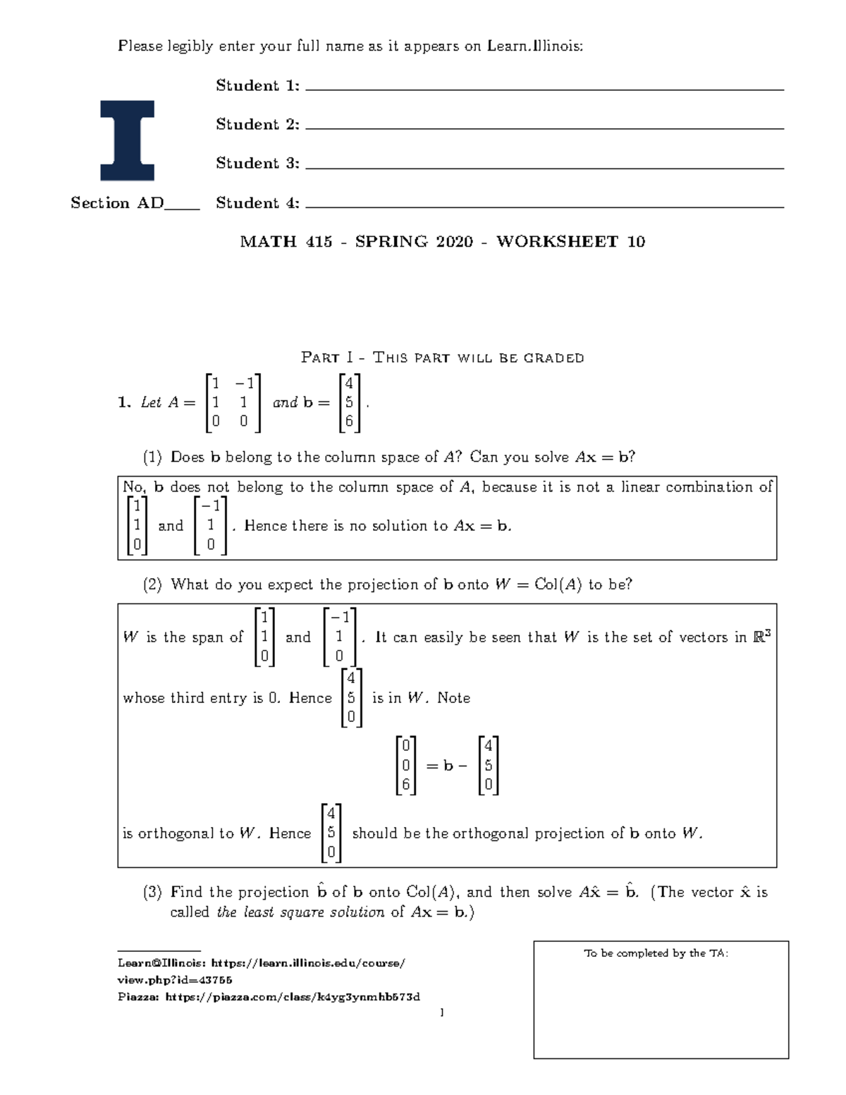 Week10-Solutions - week 10 solutions - To be completed by the TA ...